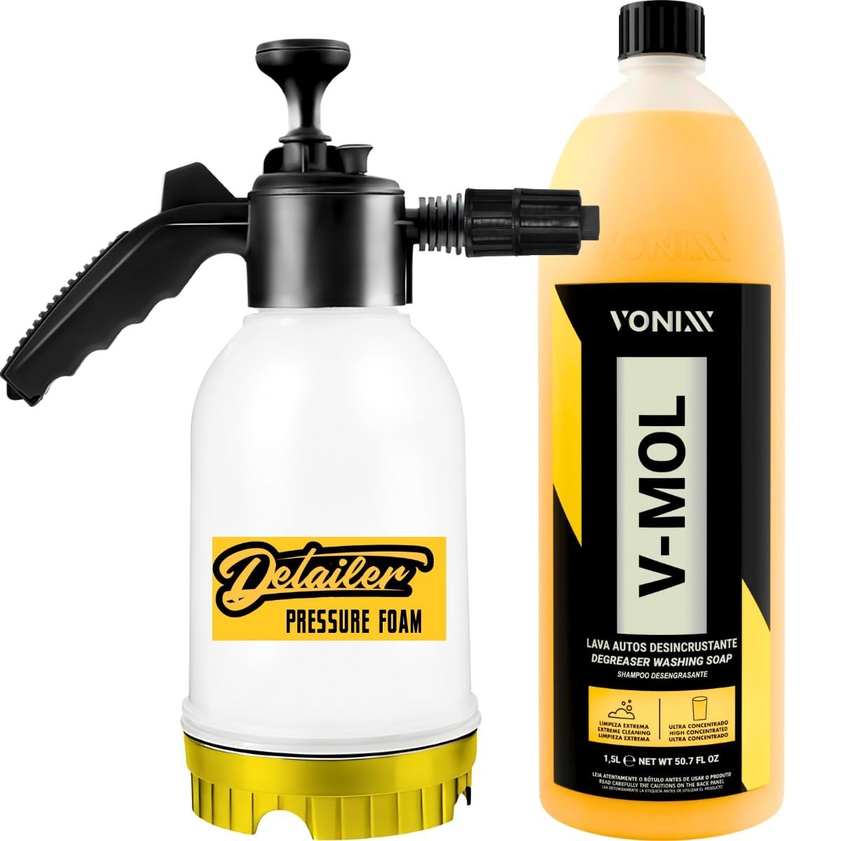 Kit Essencial Detalhamento: Snow Foam Híbrido 2L + Shampoo Vonixx V-Mol 1,5L