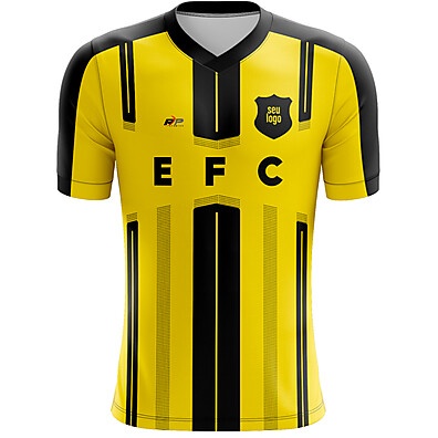 RP Styllus Camiseta Dry Fit 100% Poliéster Preto e Amarelo com Gola V