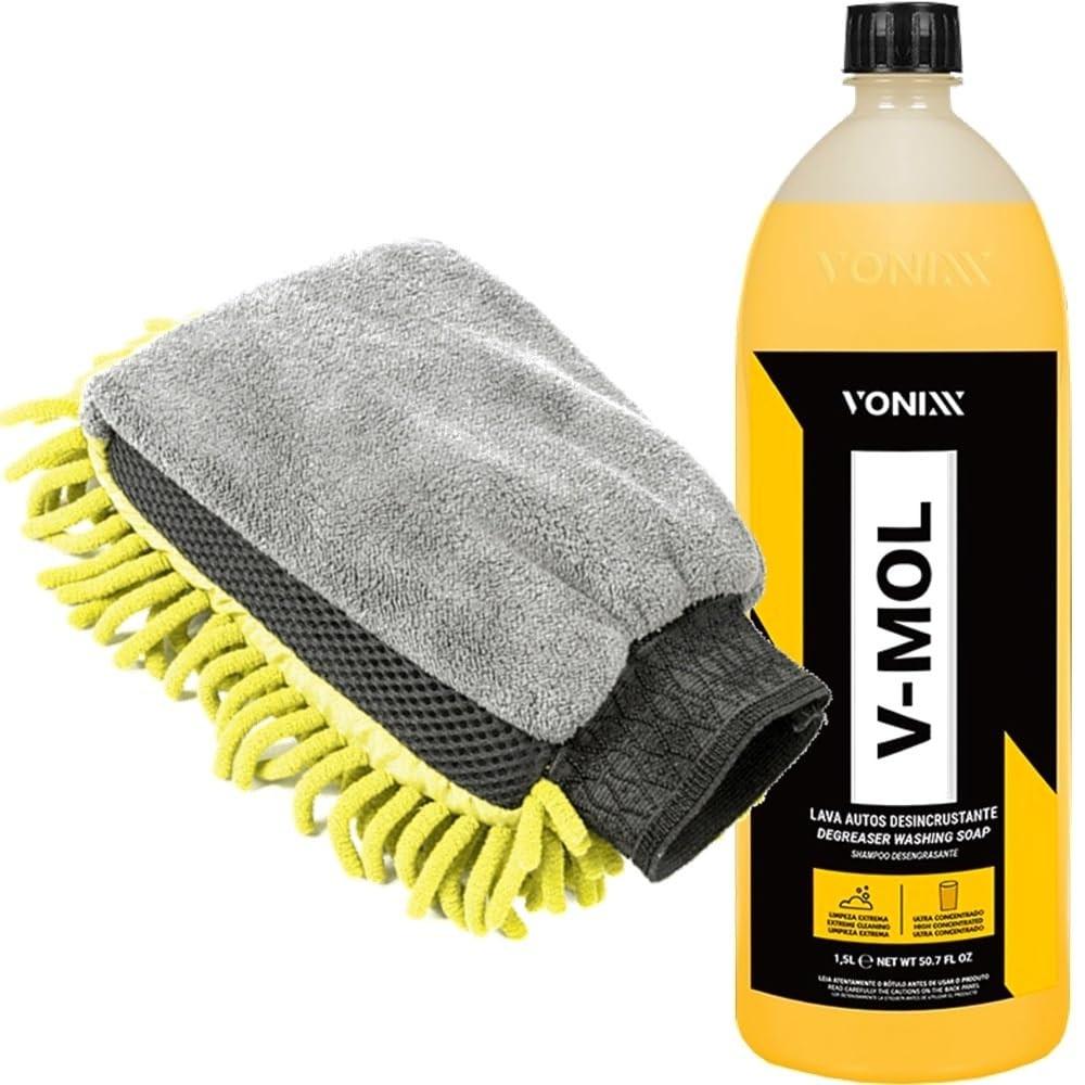Kit Essencial para Detalhamento: Shampoo V-Mol 1,5L Vonixx + Luva Microfibra Karbox