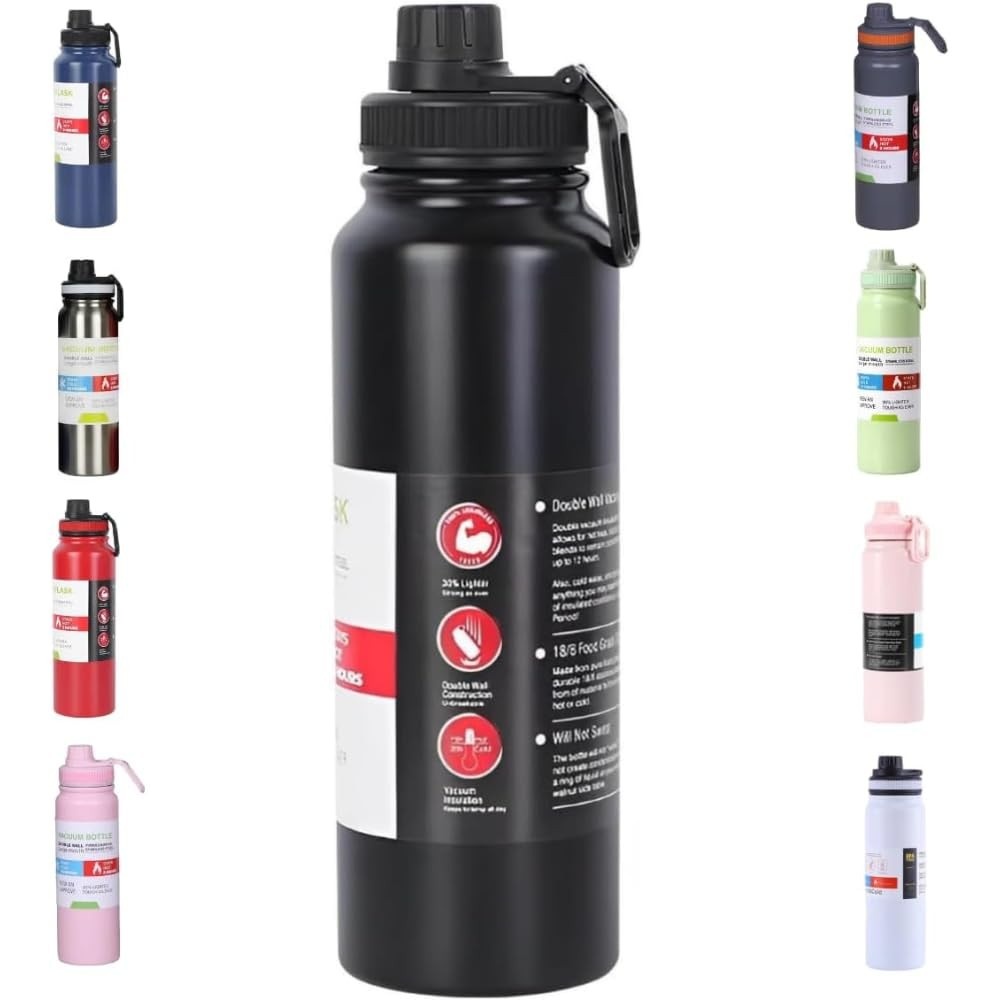 Garrafa Térmica Inox 800ml Premium - Isolamento a Vácuo, Antivazamento e Alça Resistente para Academia, Esportes e Escritório