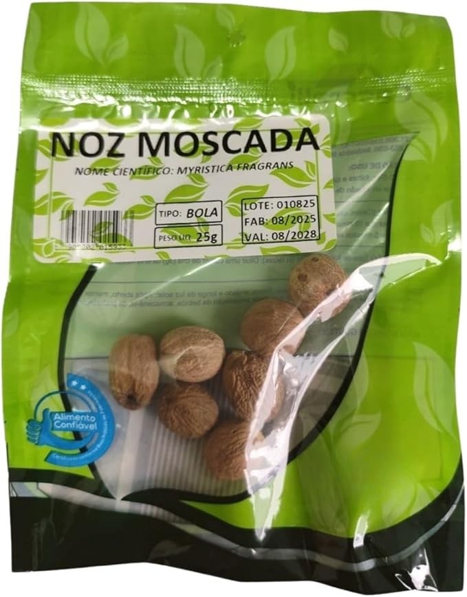 Noz Moscada Myristica Fragrans em Bola, 25g, Validade 08/2028