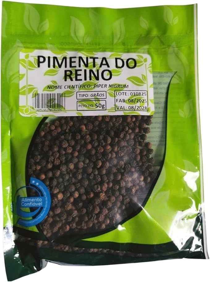 Pimenta do Reino, Grãos Pretos Naturais, 50g, Validade até 08/2028