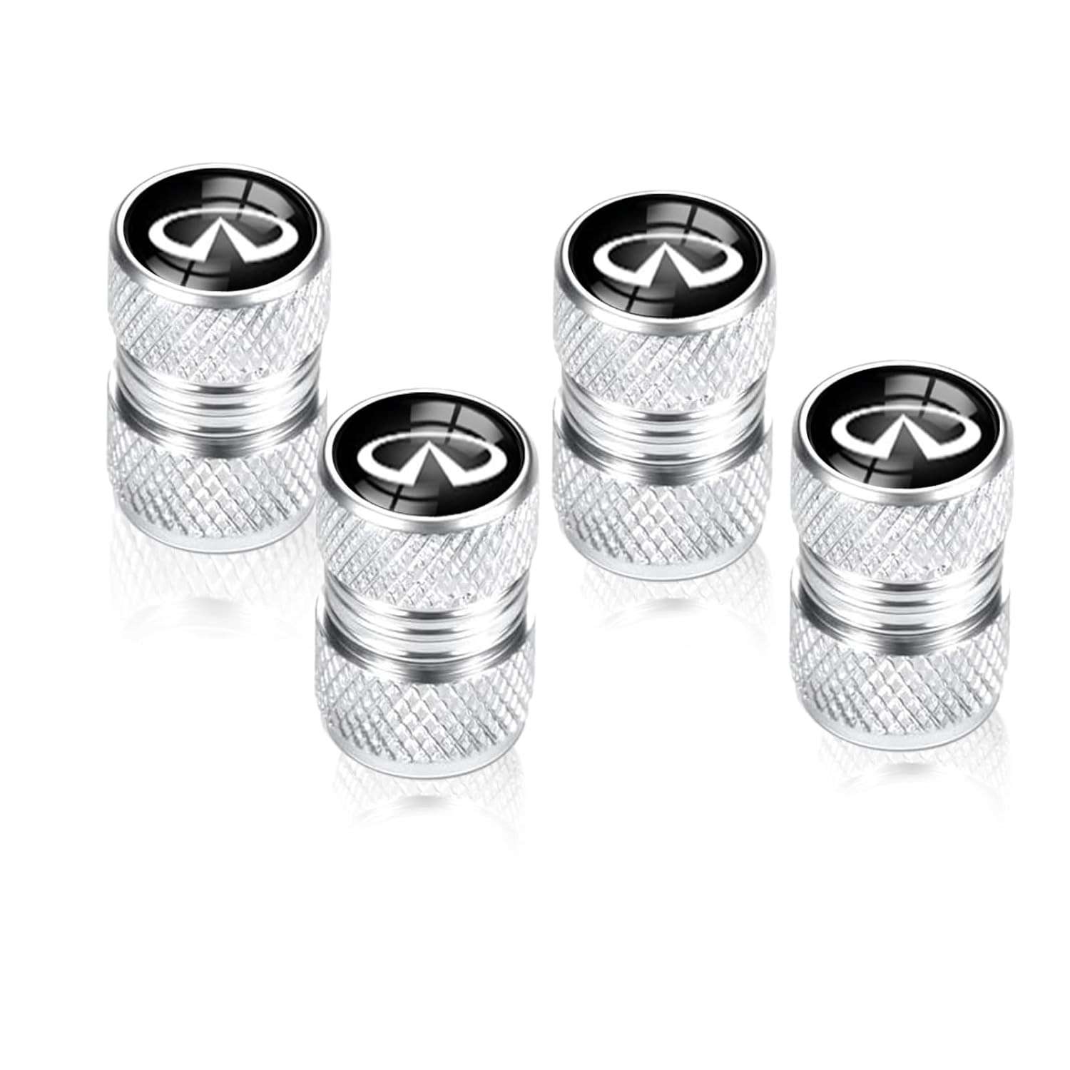 4 Tampas de Válvula de Pneu em Liga de Alumínio Prata - Estilo e Proteção para seu Infiniti e outros Veículos