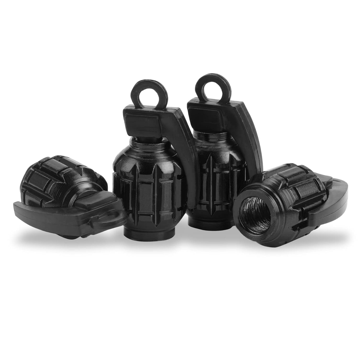 SINGARO: Tampas de Válvula de Alumínio Premium para Carros, SUVs, Motos e Bicicletas (4 Peças - Preto)