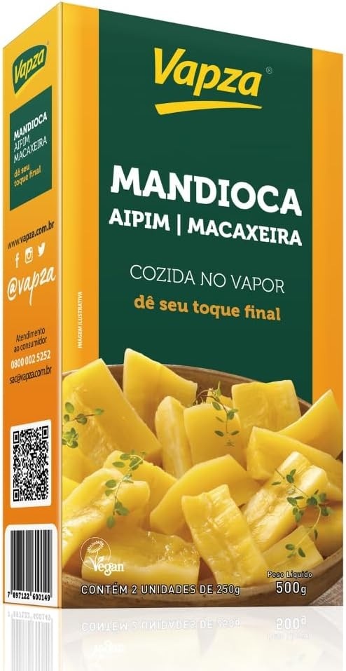 Mandioca Aipim Cozida no Vapor 500G Vapza Caixa de 500g com 2 unidades