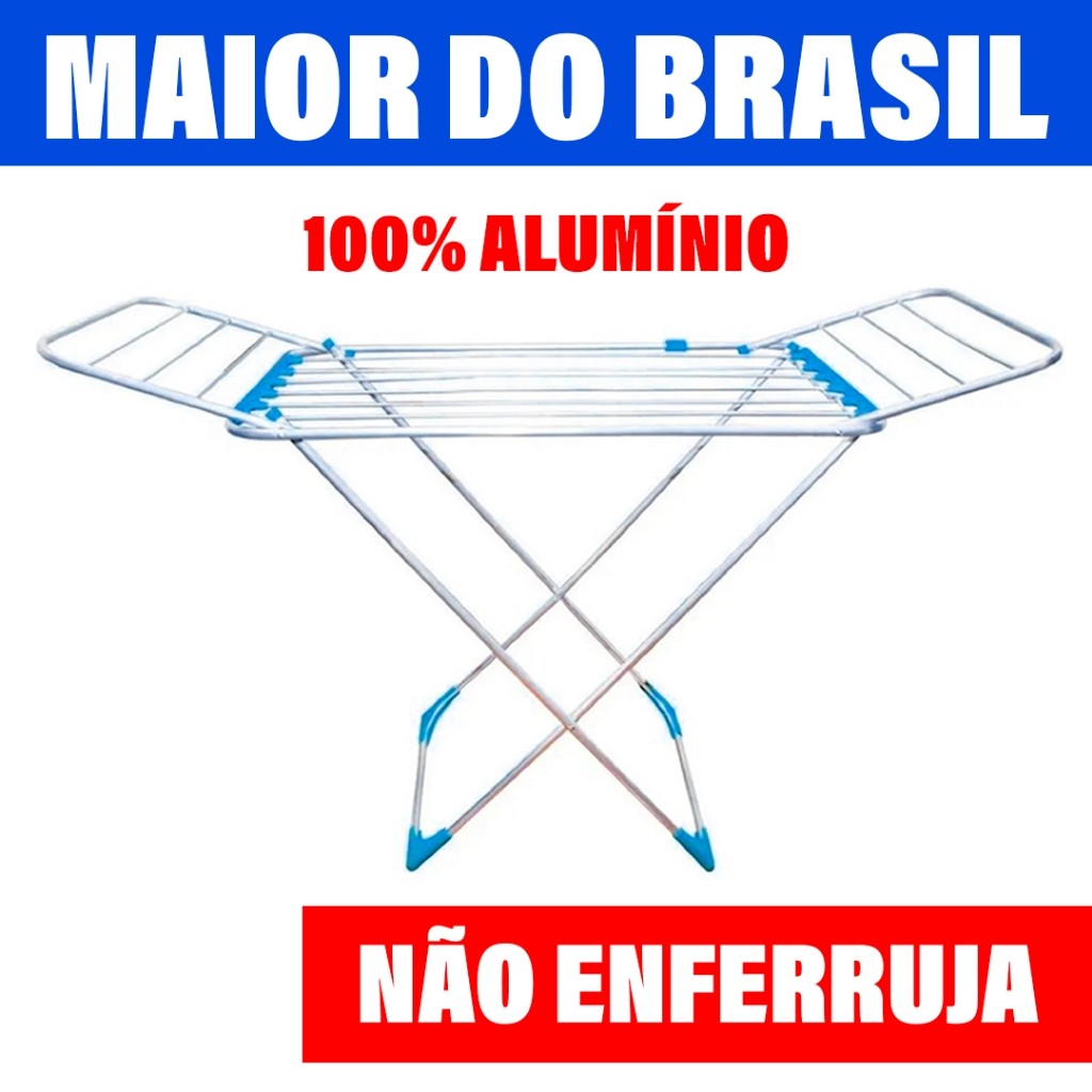 Varal de Chão Gigante: 174cm de Alumínio Antiferrugem