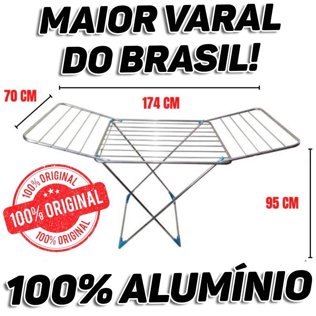 Varal de Chão Gigante: 174cm em Alumínio!