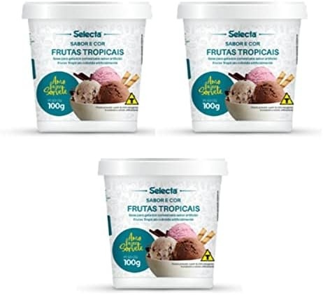Kit 03 Base de Sabor Fabricação Sorvetes Geladinhos Galatos Vários Sabores (Frutas Tropicais)