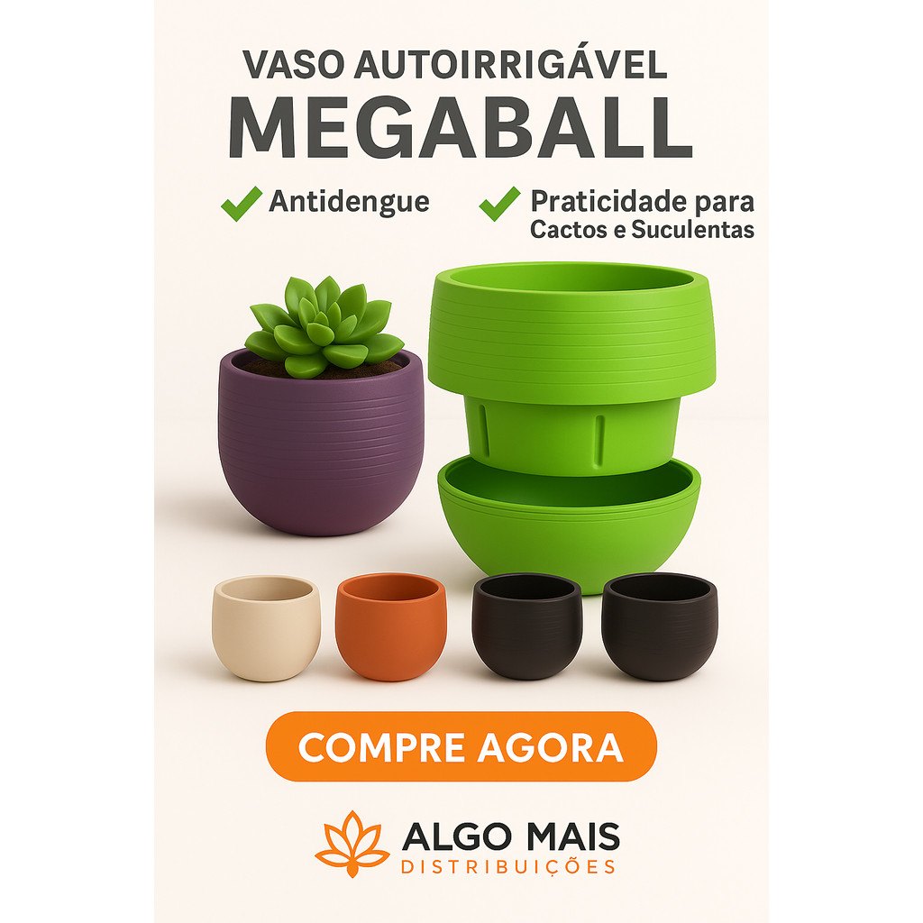 Vaso Autoirrigável MEGABALL: Praticidade e Estilo para Cactos e Suculentas