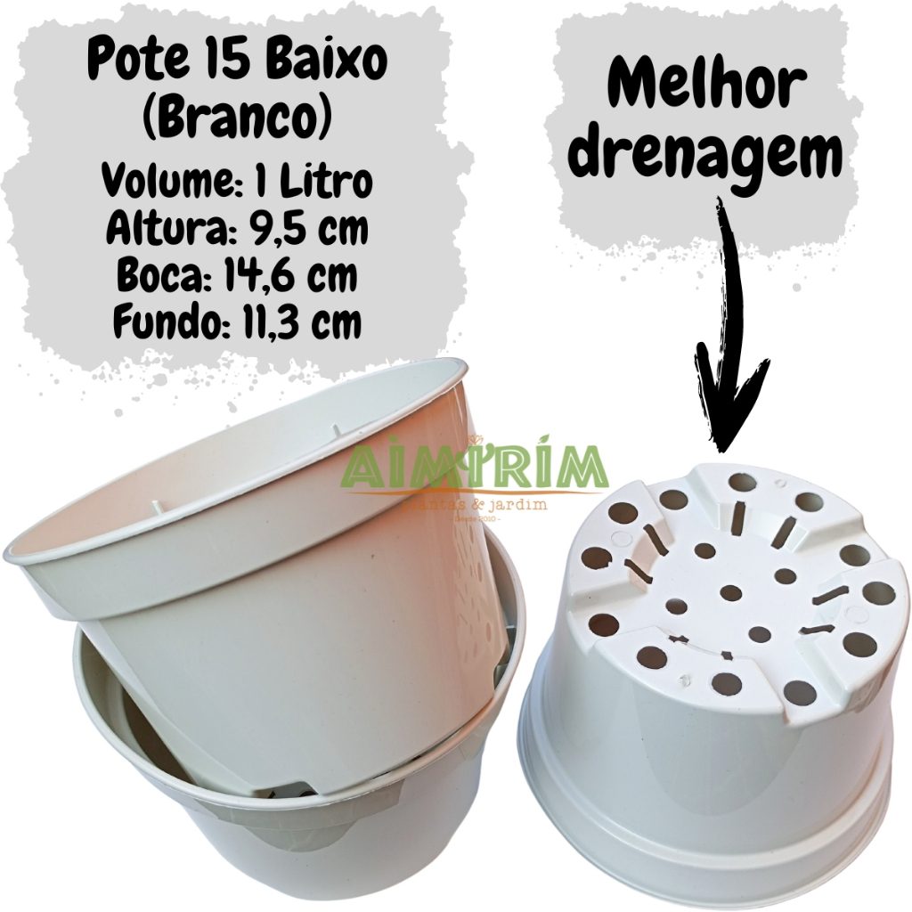 Vasos Brancos com Drenagem para Plantas – 10 Unidades