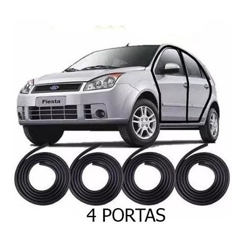 Vedação Fiesta Hatch: Kit Borrachas Portas (2008-2014)