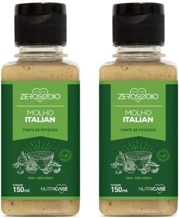 2 UND MOLHO PARA SALADA VEGANO SEM SÓDIO SABOR ITALIANO 150ML ZERO SÓDIO