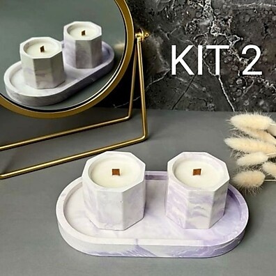 Kit Relaxante: Bandeja + Velas Vegetais 🌿