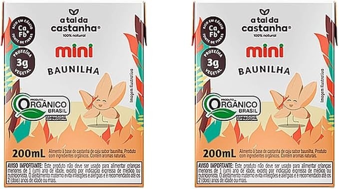 Kit 2X: Leite Vegetal Mini Baunilha Orgânico A Tal da Castanha 200ml