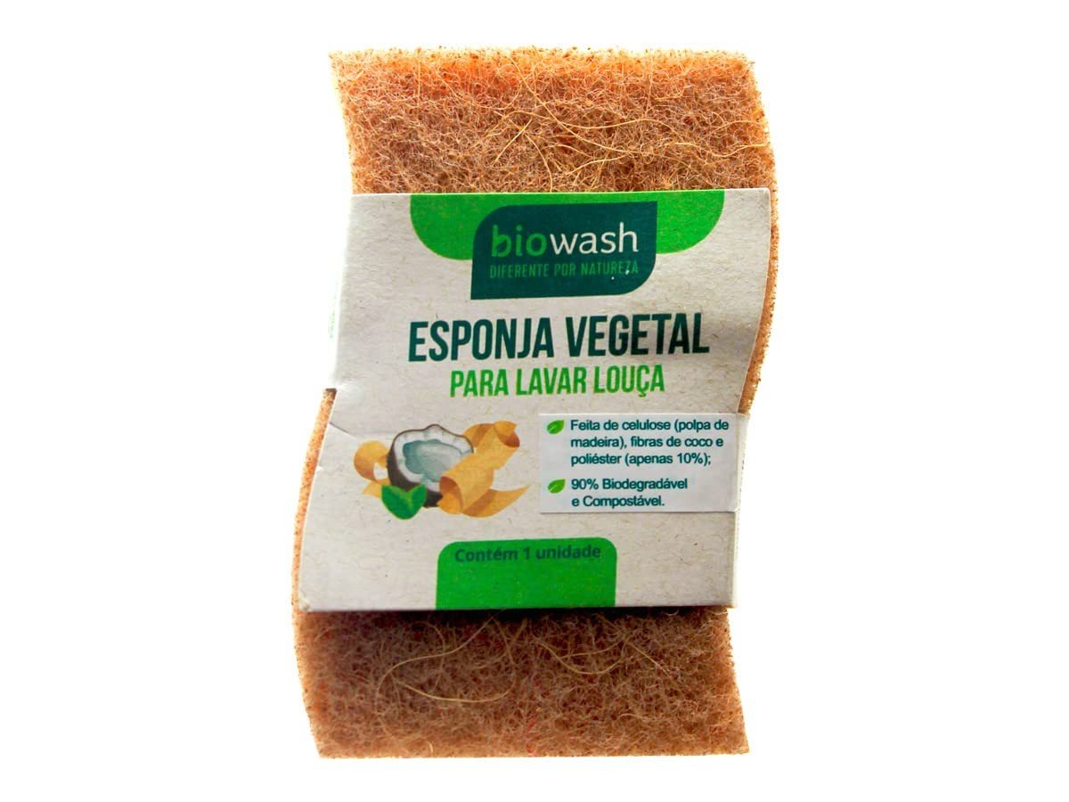 Biowash Esponja Vegetal para Louças Amarelo - Biodegradável com Fibra de Coco