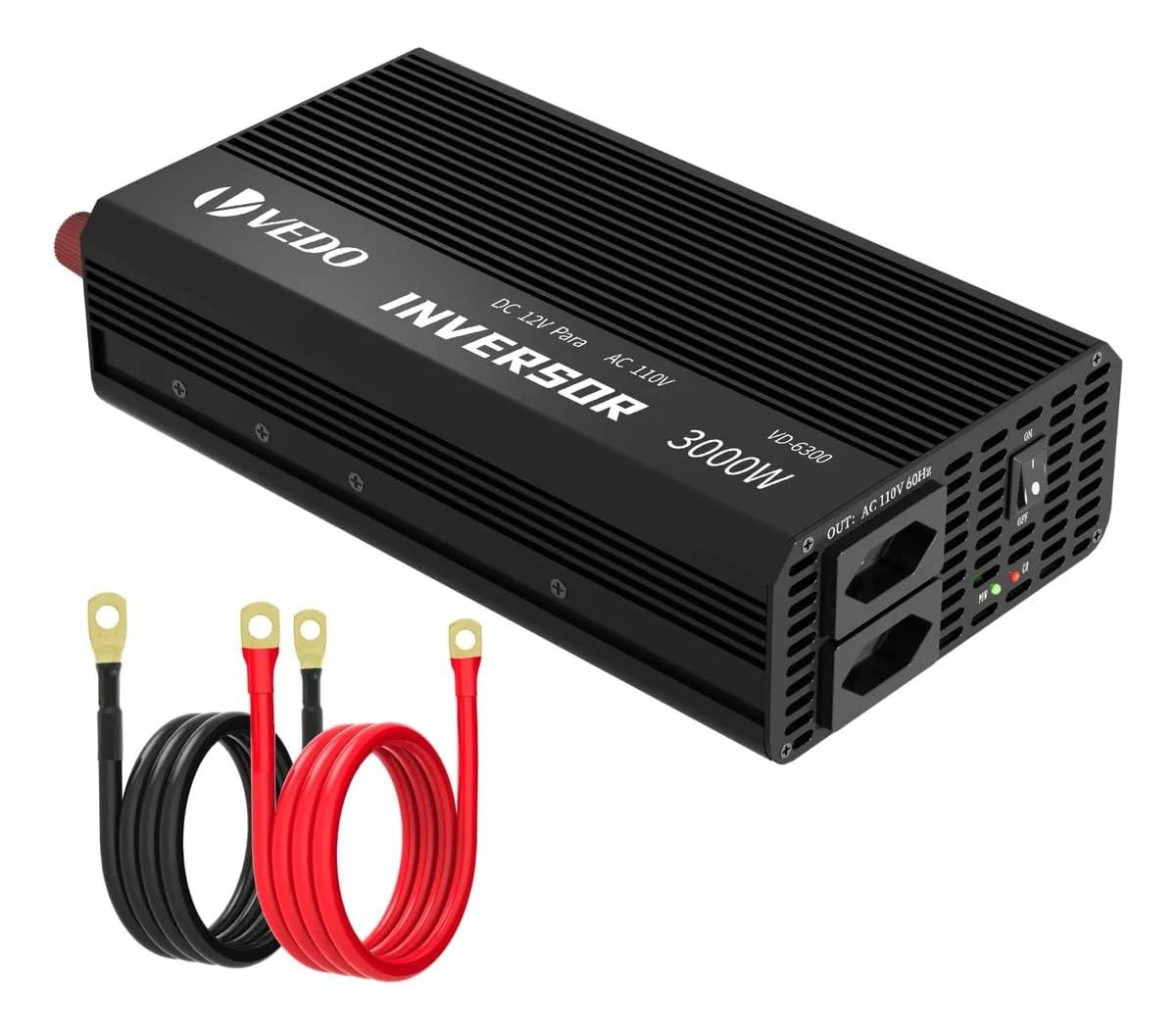 Inversor Veicular 3000W 12V para 110V: Energia Portátil com Onda Senoidal Modificada e Proteção Total