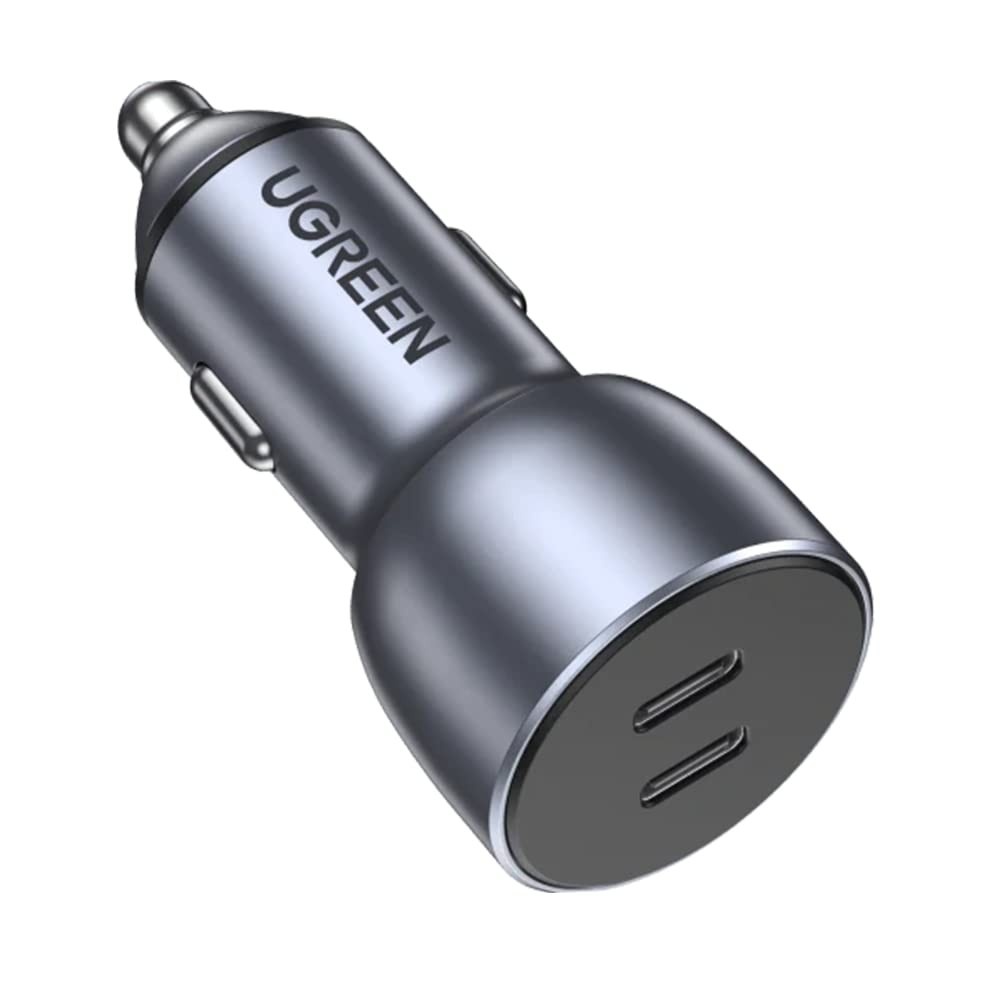 Carregador Veicular USB-C Duplo 40W: Potência e Estilo em Liga de Alumínio