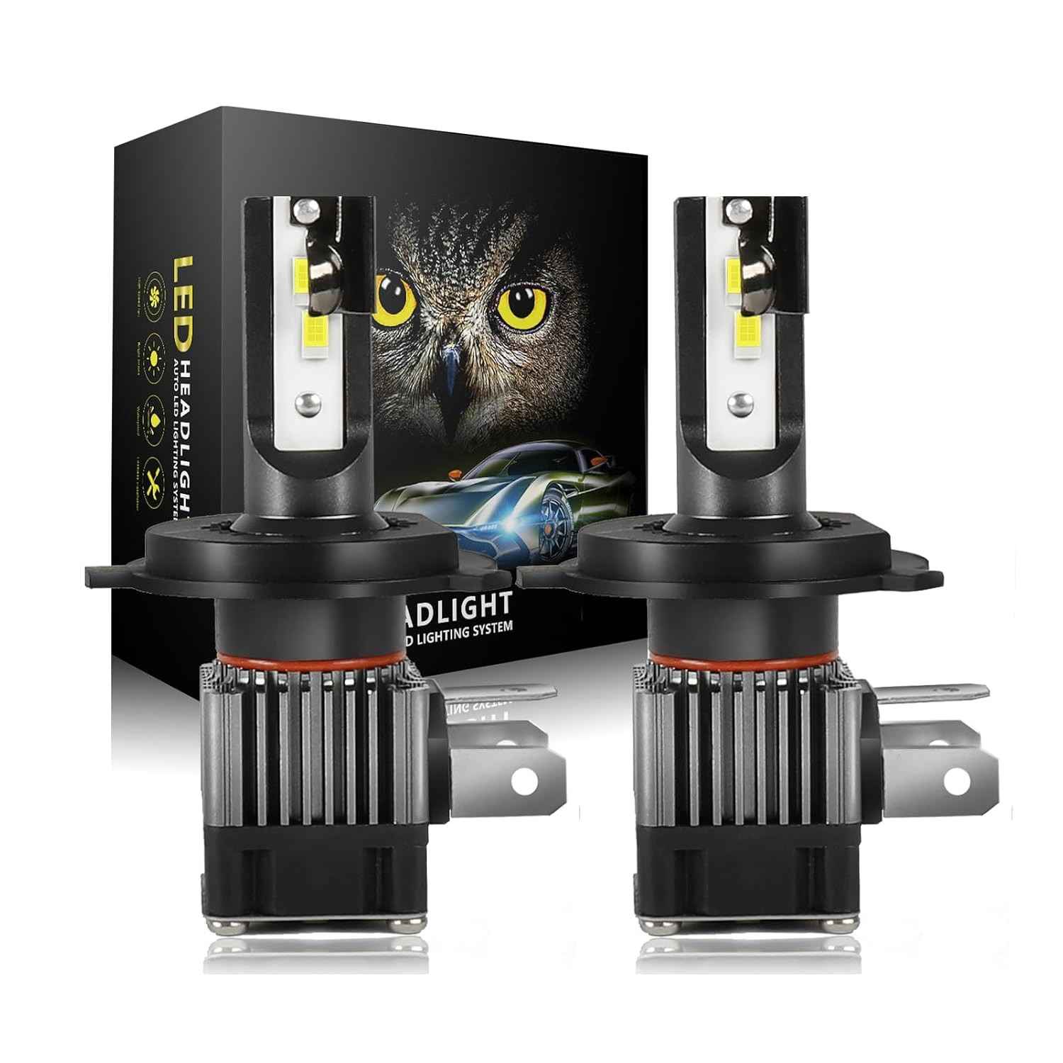 Lâmpada LED H4 Hi-Lo 60W 14000LM: Iluminação Branca Fria e Segura para Seu Veículo