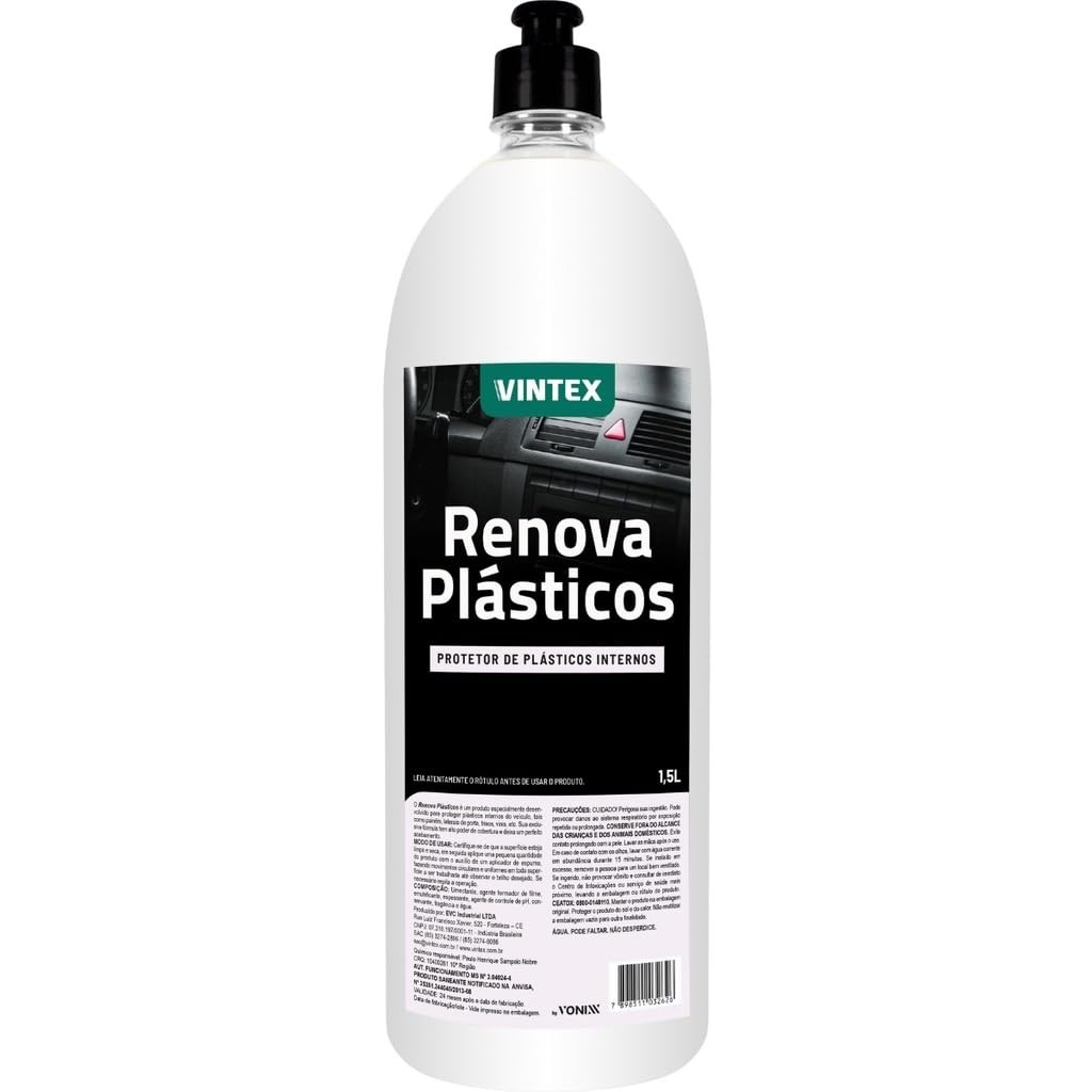 Renovador de Plásticos e Borrachas Vintex 1,5L: Brilho e Proteção Duradoura para seu Veículo