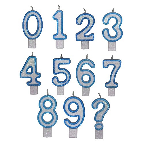 Vela de Aniversário Número Branco e Azul – 1 Unidade