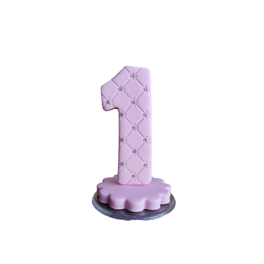 Vela de Biscuit Rosa com Strass – Personalize seu Bolo!