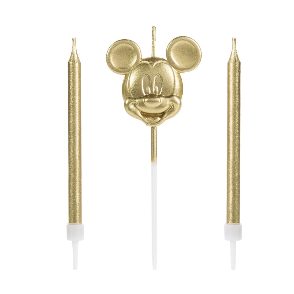 Vela Mickey Dourada Disney: Ilumine Seu Bolo!