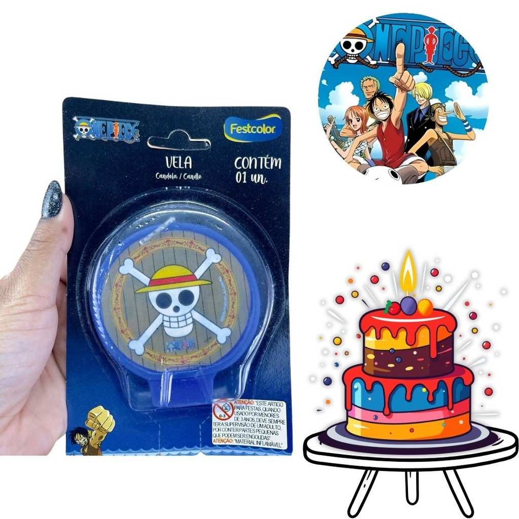 Vela One Piece Festcolor: Decore Seu Bolo!