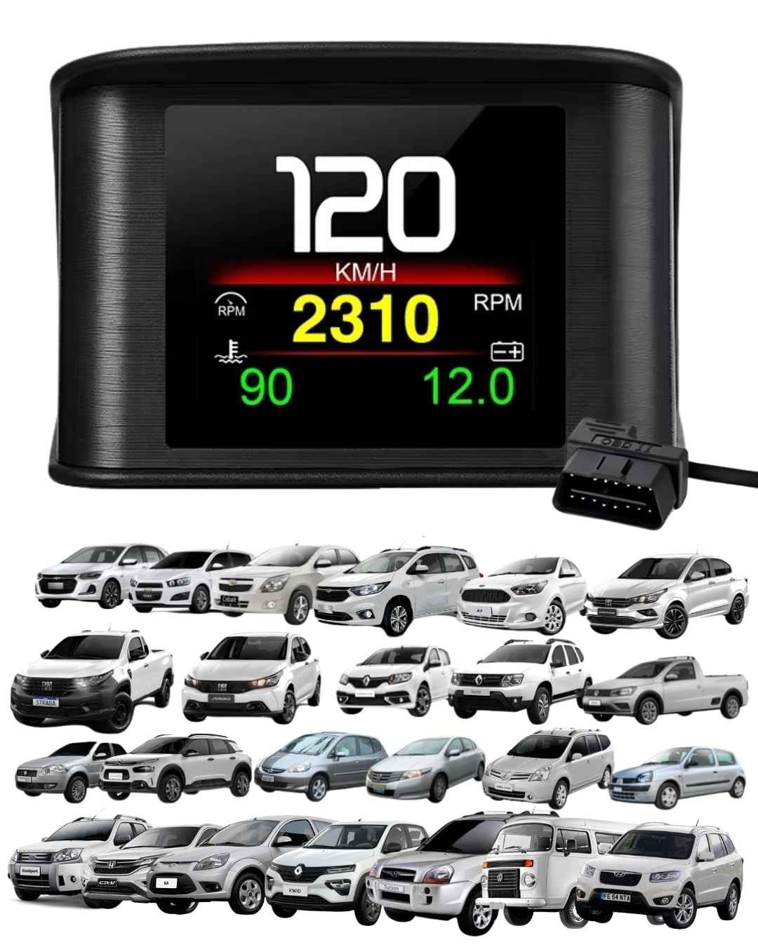 HUD P10 Pro OBD Scanner: Alerta de Velocidade e Temperatura para Seu Carro