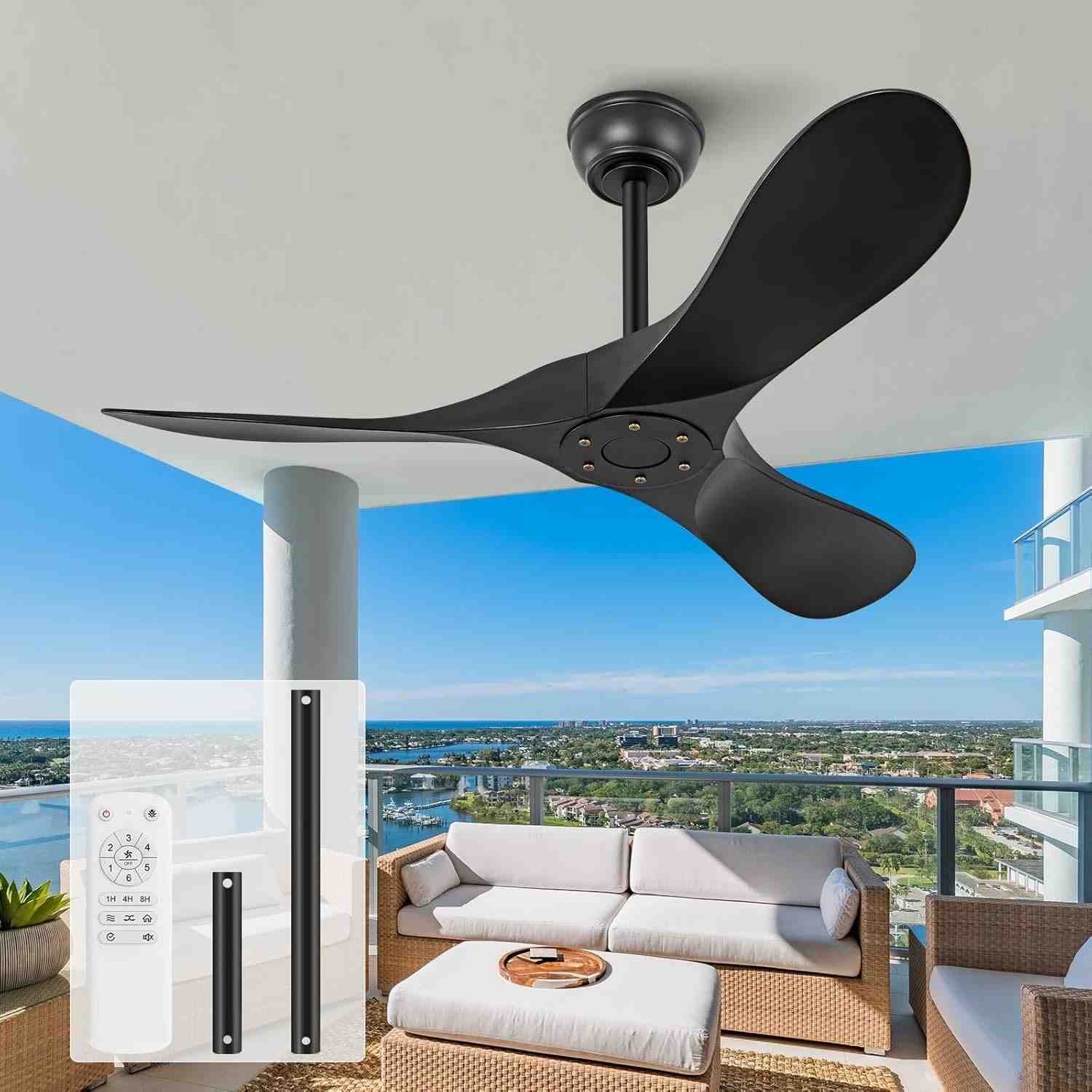 Ventilador de Teto KBZZ 106cm Preto Silencioso com Controle Remoto e 6 Velocidades