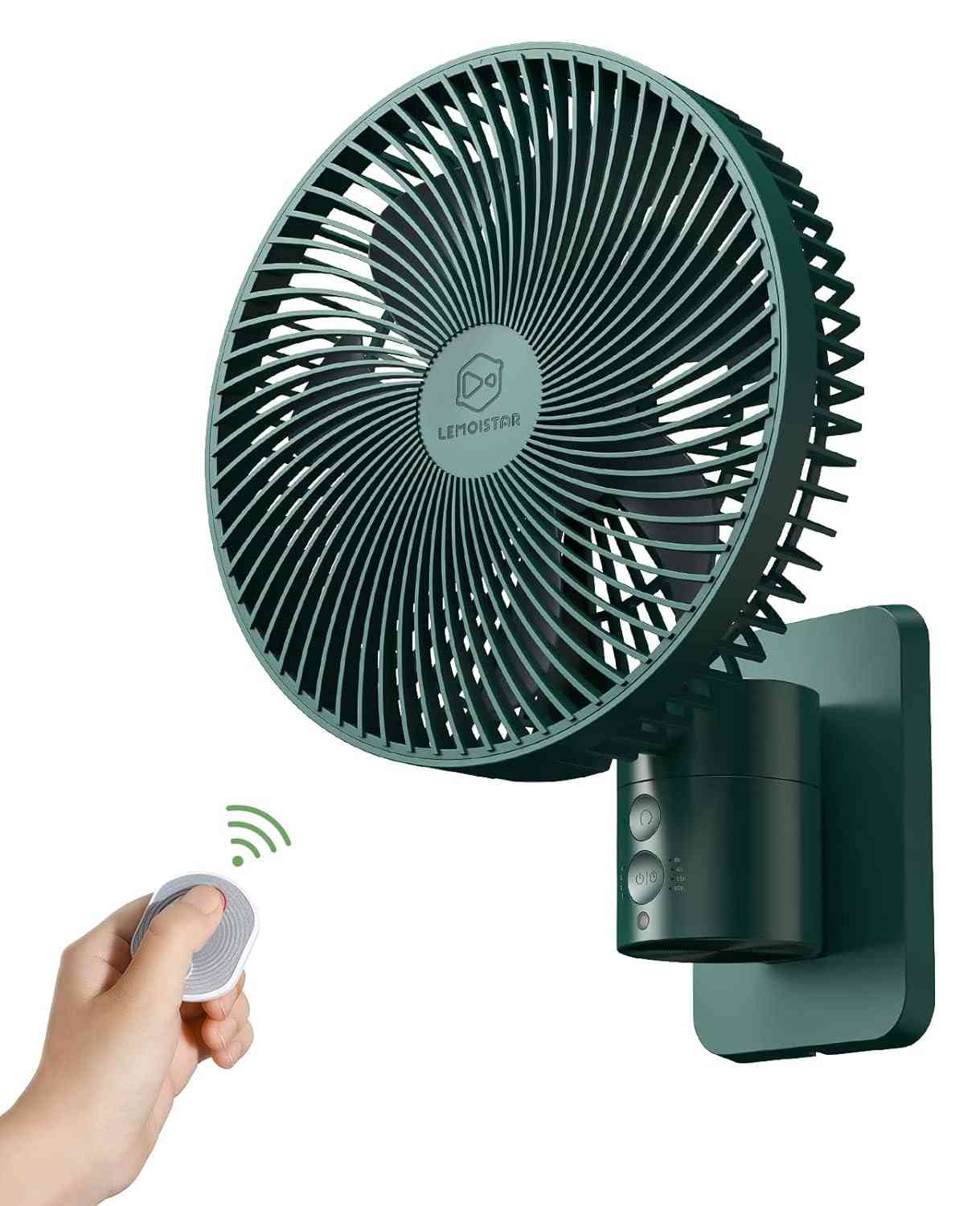 Ventilador de Parede LEMOISTAR 20cm com Controle Remoto - Oscilação 90°, 4 Velocidades, Silencioso
