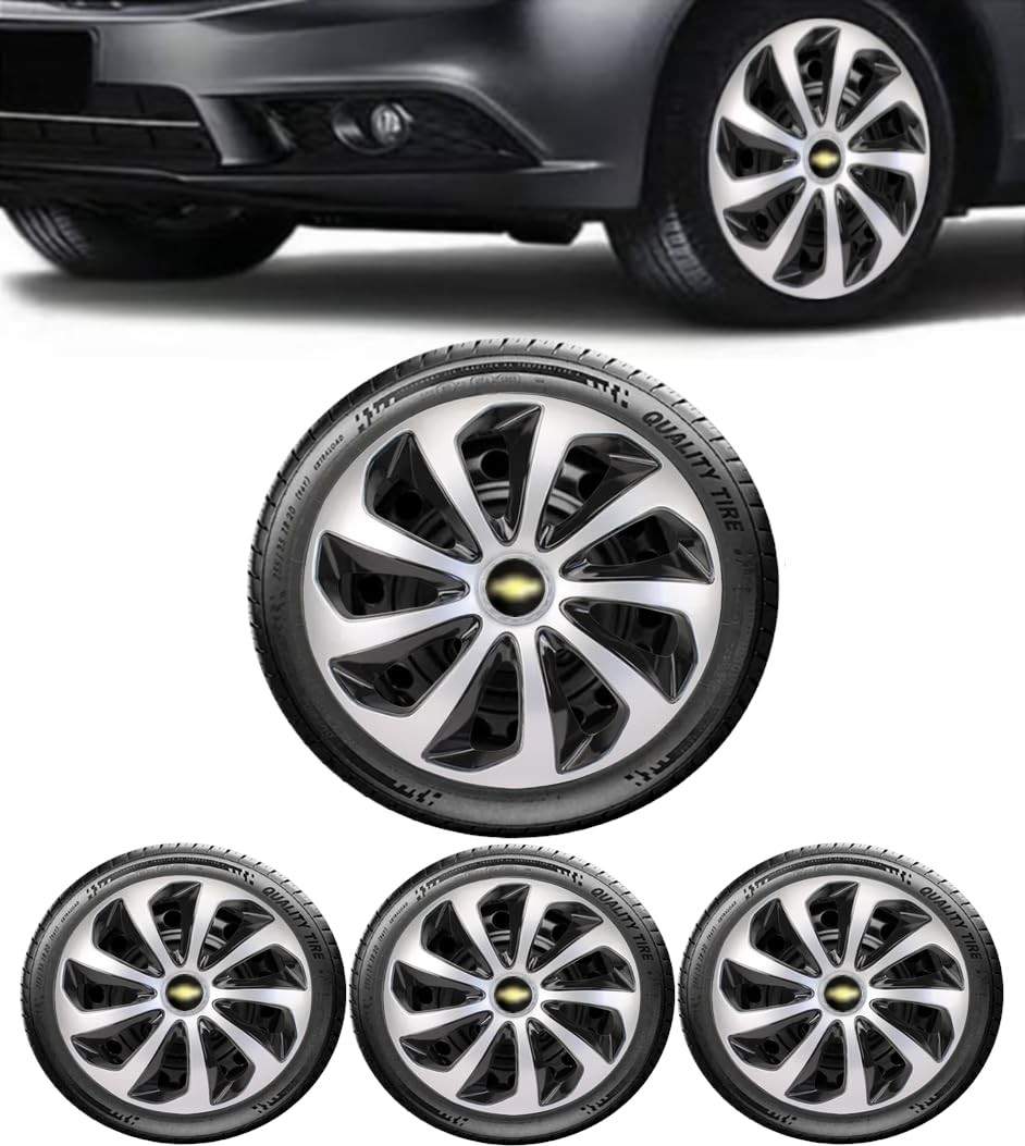 Jogo 4 Calotas Esportivas Velox Aro 13 Preto/Prata para Chevrolet Celta (2002-2013)