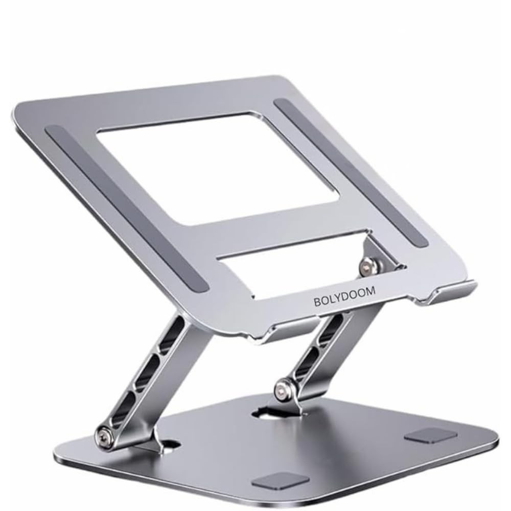 Suporte de Notebook em Alumínio Ajustável com Ventilação e Design Ergonômico - Compatível com MacBook, Tablets e Notebooks