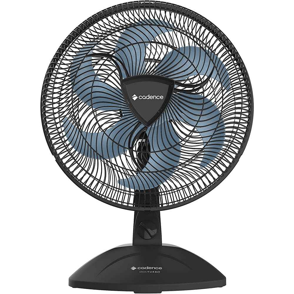 Ventilador Cadence Eros Turbo 40cm 110V Preto/Azul VTR409 - Oscilação, 3 Velocidades e Design Moderno