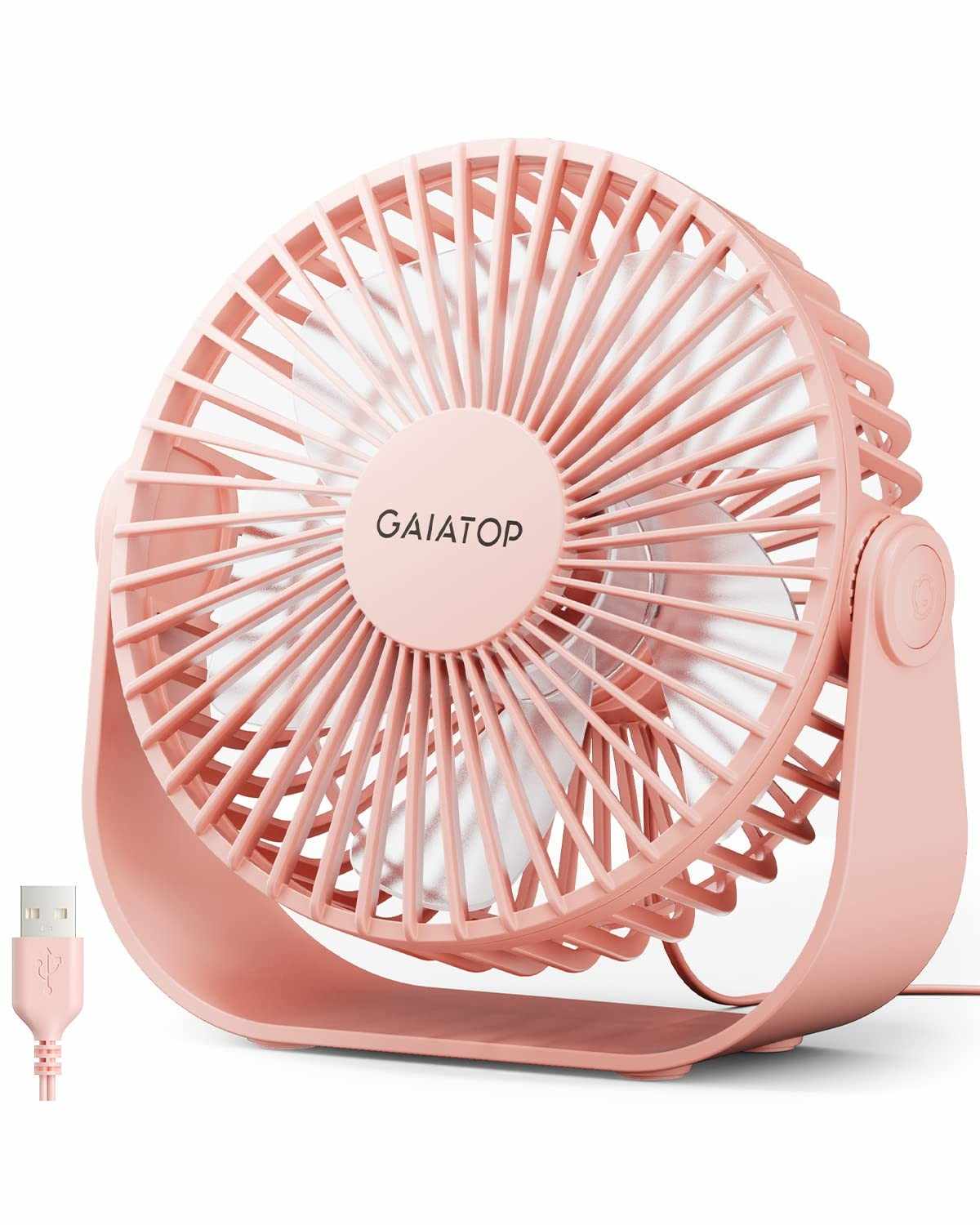Ventilador de Mesa USB Gaiatop 5,5" Portátil Silencioso com 3 Velocidades e Rotação 90°