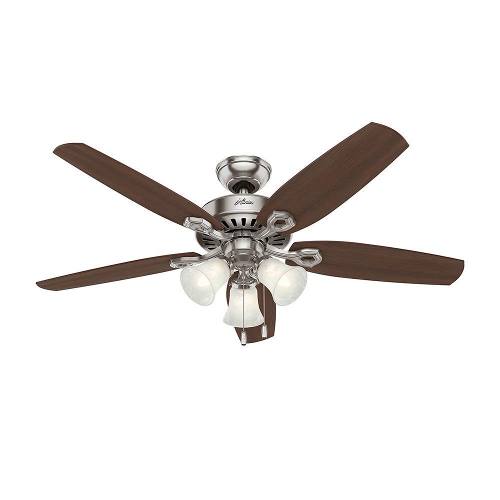 Ventilador de Teto Builder Plus Hunter 127V com Acionamento por Corrente e Pás Reversíveis Cerejeira