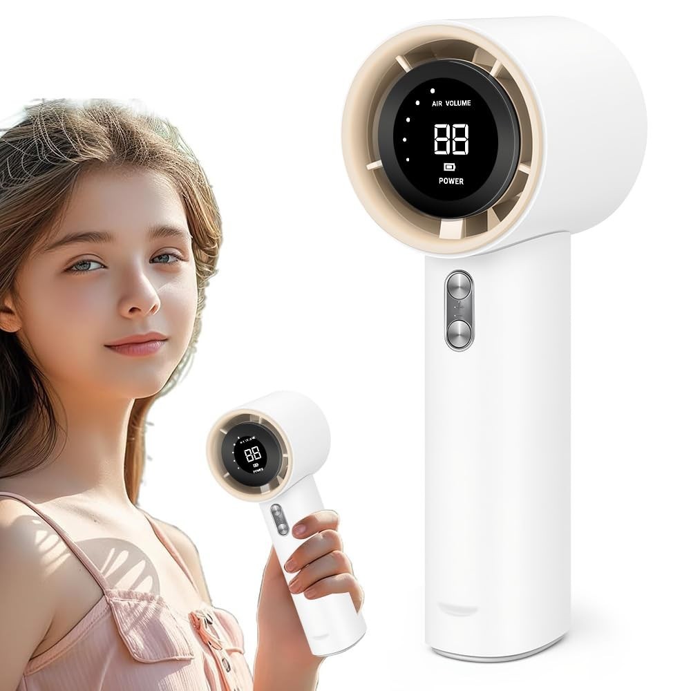 Ventilador Portátil LED Mini Turbofan 100 Níveis de Velocidade | 12h Bateria | Silencioso e Potente para Casa, Viagem e Escritório