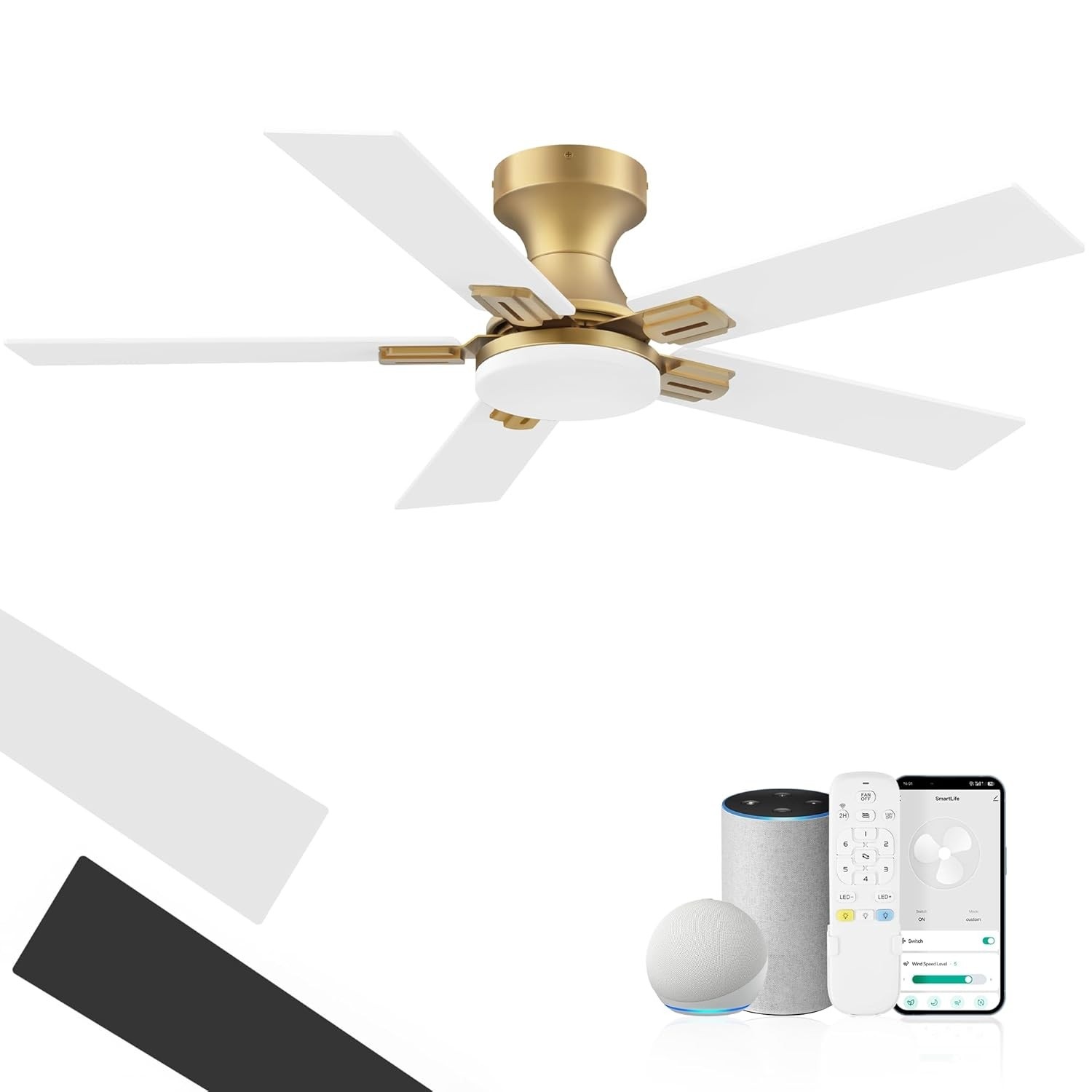 Ventilador de Teto Inteligente com Luz LED e Controle por Voz - 106,7 cm