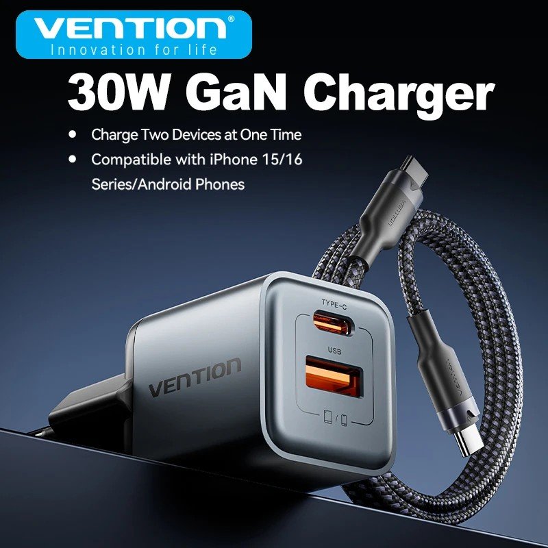 Vention GaN 30W: Carregador Rápido para iPhone e Mais!