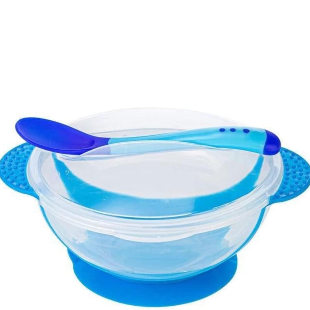 Pratinho Infantil com Ventosa e Divisórias - Silicone Seguro e Antiderrapante Azul