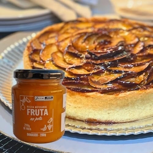 Geleia Artesanal de Damasco Fruta No Pote 71% De Fruta Sabor de Verdade Sem Conservante Químico 280g