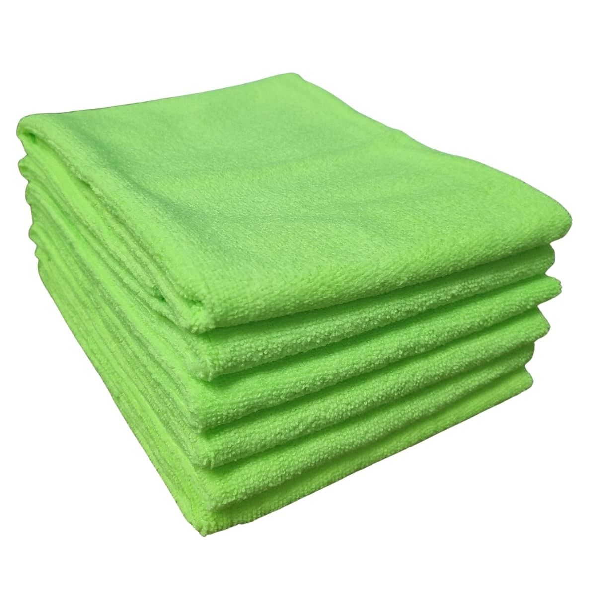 Pano Microfibra Verde Multiuso - Kit com 5 Panos 30x40cm para Limpeza e Secagem