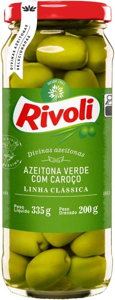Azeitona Verde em Conserva com Caroço Rivoli Vidro 360g