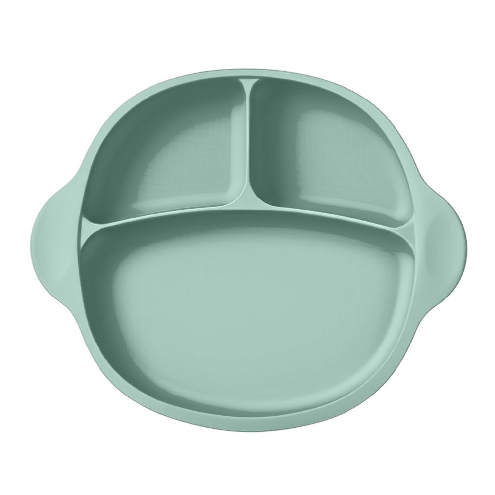 Prato Silicone com Divisórias Life Verde – 3 Compartimentos, Ventosa, Livre de BPA, Ideal para Bebês a Partir de 6 Meses
