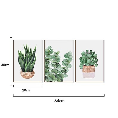 Quadros Decorativos Folhagens: Kit 3 Placas para um Lar Verde