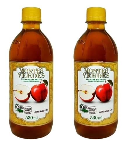 Kit 2 Vinagre De Maçã 5% Acidez Orgânico 530ml Montes Verdes