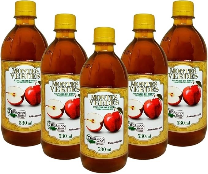Vinagre De Maçã 5% Acidez Orgânico 530ml Montes Verdes - Kit 5 Unidades