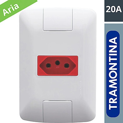 Tomada 20A Tramontina Aria: Kit 3 Unidades Vermelhas