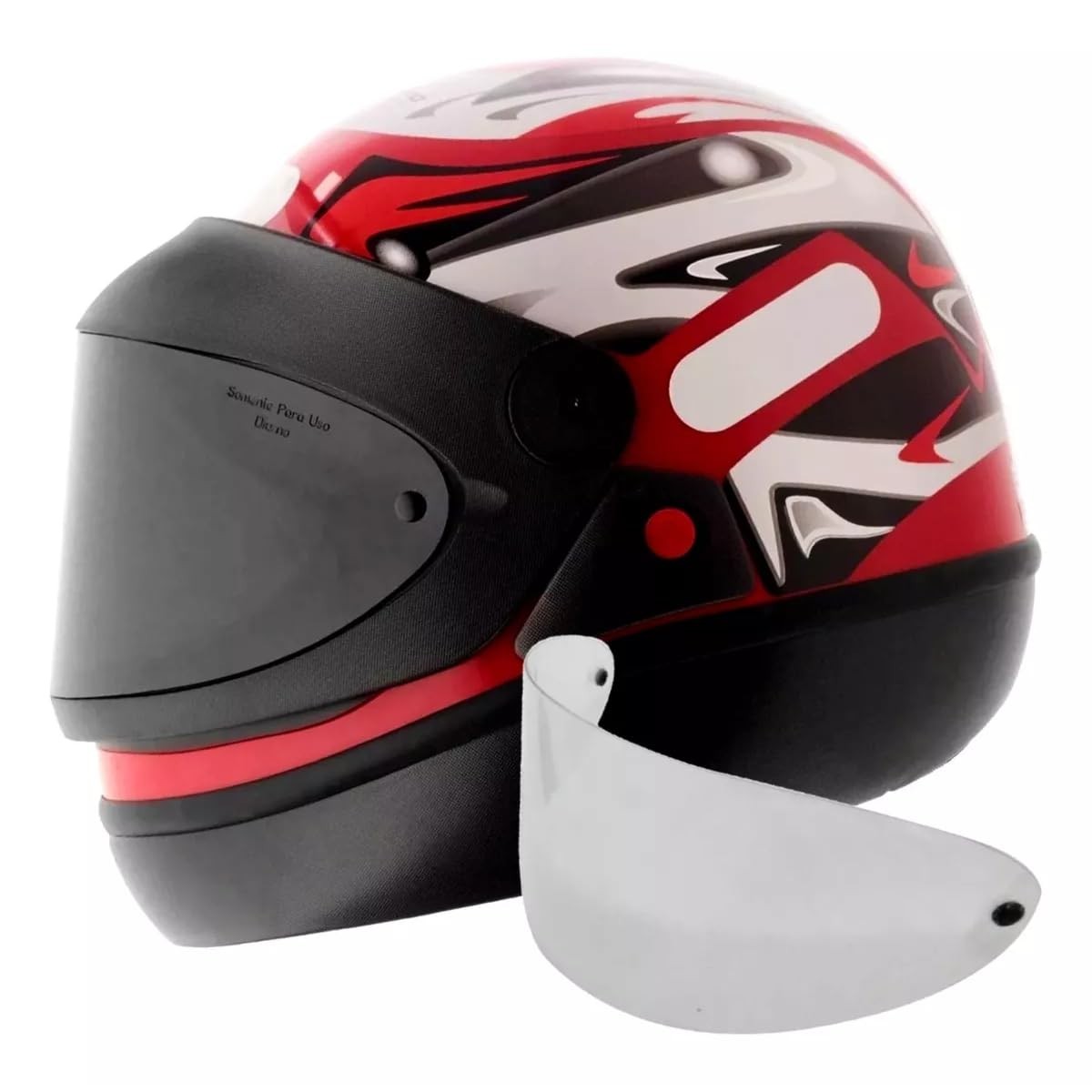 Capacete Moto San Marino Taurus Vermelho Grafic Automático + Viseira Fumê - Segurança e Estilo!
