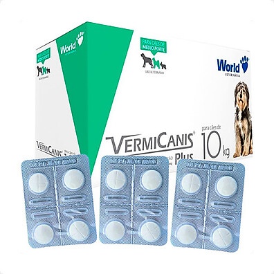 Vermicanis Plus para Cães de 10Kg – Kit com 3 Blísteres