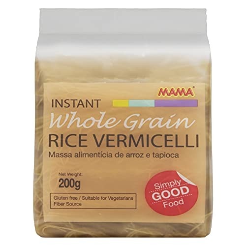 MAMA Macarrão De Arroz E Tapioca Vermicelli Grãos Integrais Pacote 200G